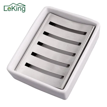 

304 Stainless Steel Soap Dish Water Draining Colander European Innovative Handmade Ceramic Soap Holder Box Bathroom Appliances