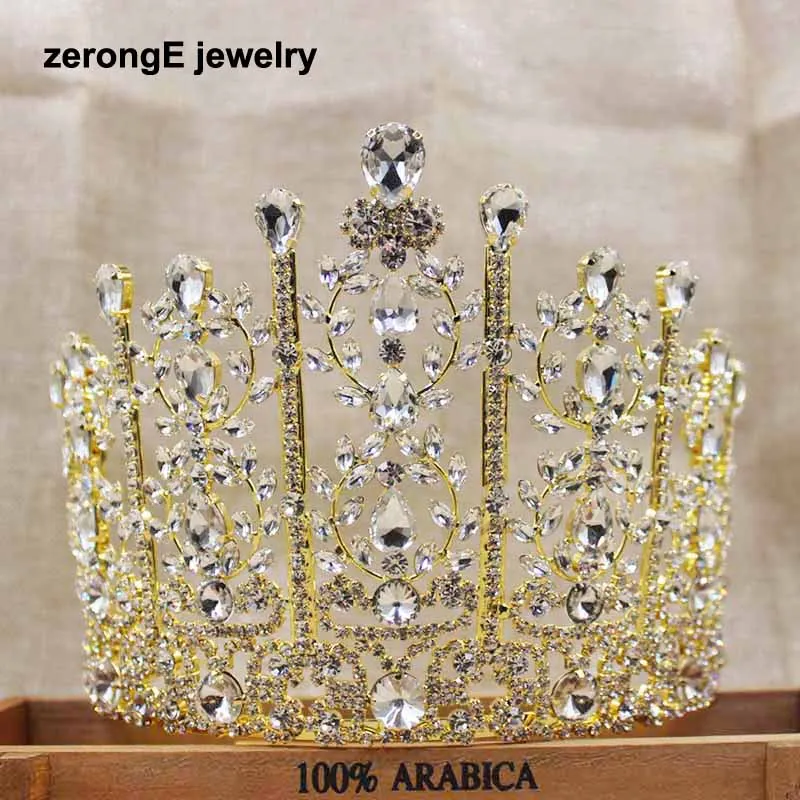 Zeronge jewelry5.1 дюймовый высокий конкурс падение свадебная тиара серебро леди свадебная тиара украшения для волос группы Мисс Мира событие тиара Корона