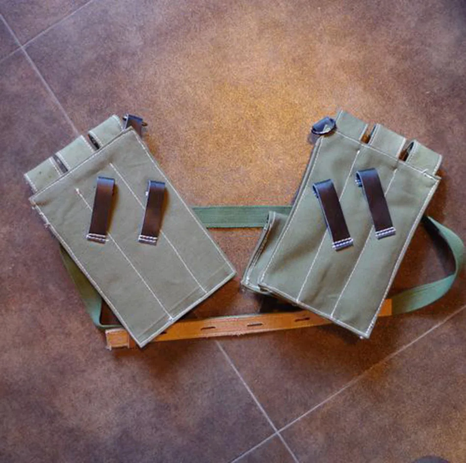 GERMAN WW2 TROPICAL LBE BELT Y STRAPS AND MP 38/40 POUCHES