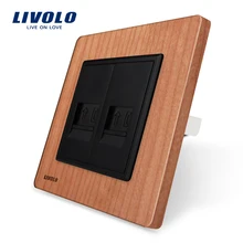 Livolo производство ЕС standarfd вишневого дерева 2 банды телефонная розетка/выход VL-C792T-21, без переходник