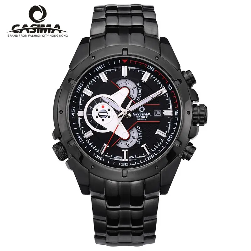 CASIMA watch men stainless steel quartz-watch sports fashion luminous calculagraph stopwatch waterproof 100m Wrist watches #8202