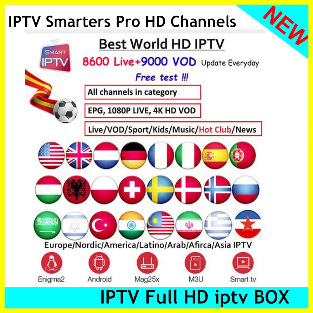 IPTV Box Over 1600 Live Channels From UK DE FR IT ES Europe Brasil India Arab Asia Sport Movie Kids Adult Channels No Subscription Fee