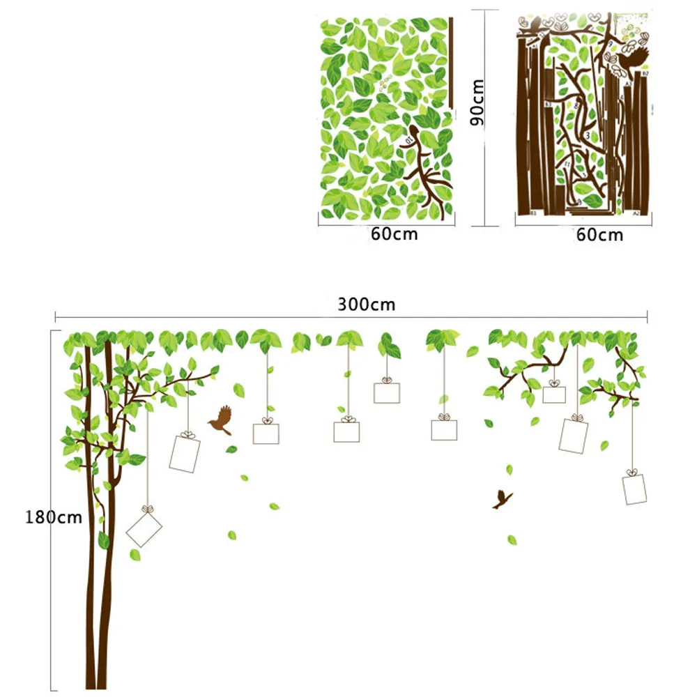 90*120 см большая зеленая семейная фоторамка, настенная наклейка, сделай сам, свежая подвеска, рамка для картины, наклеивающийся плакат, съемная наклейка s