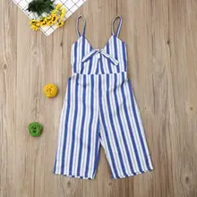 Летняя детская одежда для маленьких девочек, полосатый комбинезон, комбинезон, комплект одежды