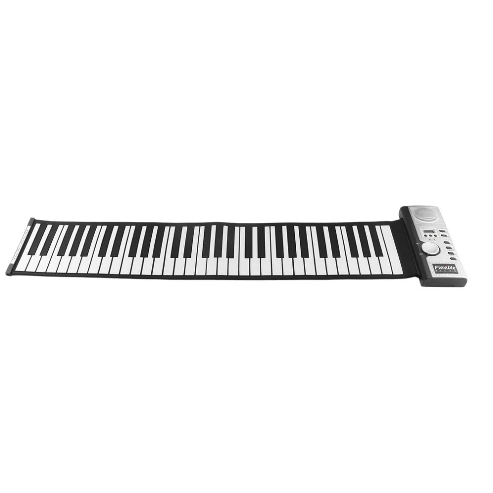 Водонепроницаемый Перезаряжаемые цифровой клавиатуры фортепиано 61 Ключи 128 тонн Портативный Гибкие Электронные Roll Up Piano Встроенный динамик