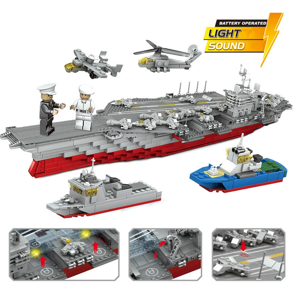 

Military Battleship Building Blocks Gift Sets 3D Construction 1868+ Brick Educational Toys for Children