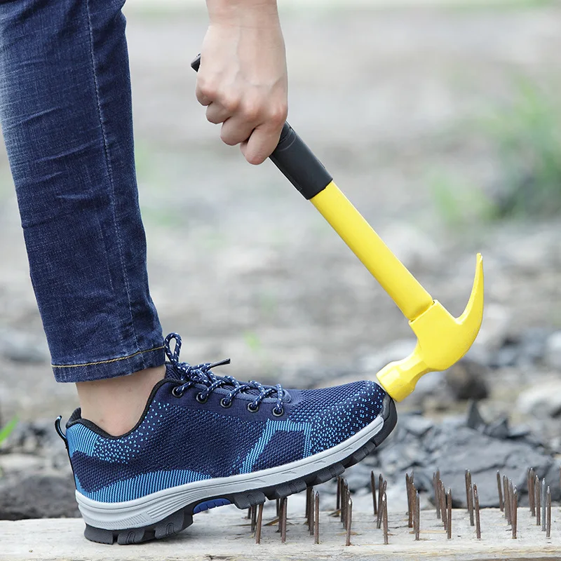 

Men's Breathable Steel Toe Cap Work Safety Shoes Men Outdoor Anti-slip Steel Puncture Proof Construction Safety Boots Shoes
