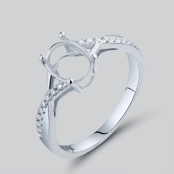 

6x8mm Oval Ring Mountings With 18K White Gold Diamond For Wedding Anniversary WP059