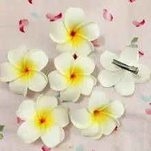30 оптом большие 8 см белые шпильки для женщин пена Гавайский цветок Плюмерия Frangipani цветок свадебные зажимы для волос для девочек
