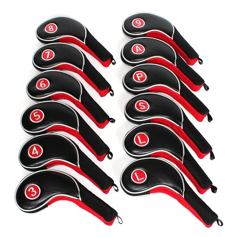 Craftsman Golf 12pcs iron cover set wedge Iron Protector Black & Red