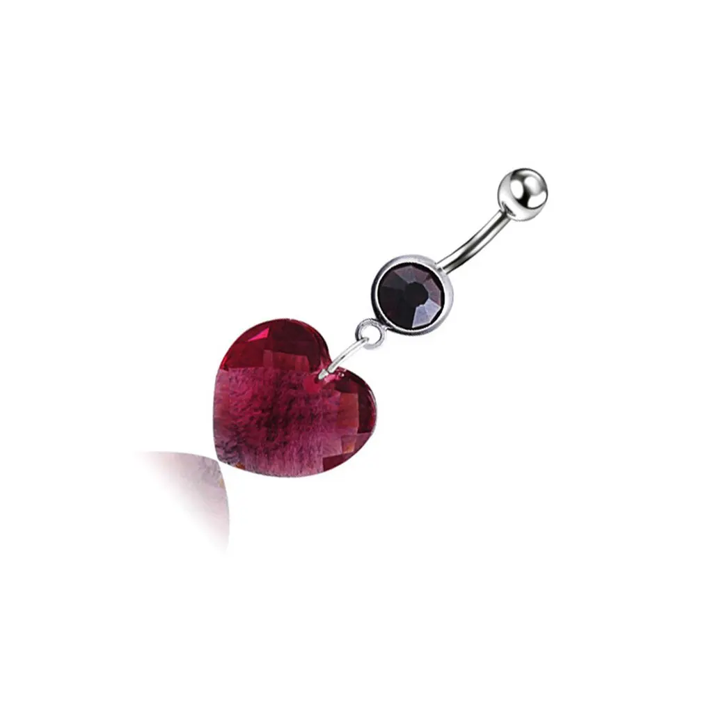 

Q00758 Peach Heart Button Crystal Rhinestone Belly Button Rings Navel Piercing Navel Rings Jewellery