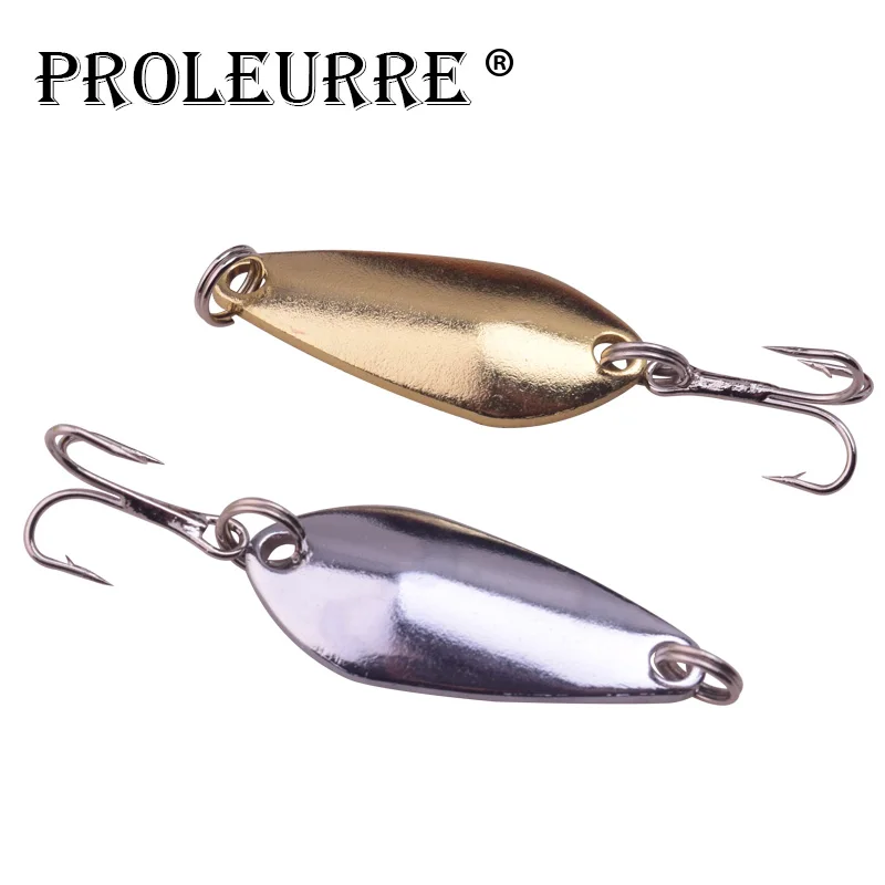 

Proleurre 4Pcs/lot Metal Spinner Spoon 3.5cm 4g Fishing Lure Hard Baits Sequins Noise Paillette Treble Hook Fishing Tackle
