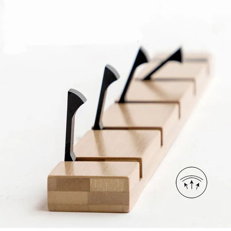 Wood Wall Hanger Coat Hooks Key Hook Holder Clothes Storage Organizer Metal Hidden Wall Hook for Hanging Clothes Home Decoration