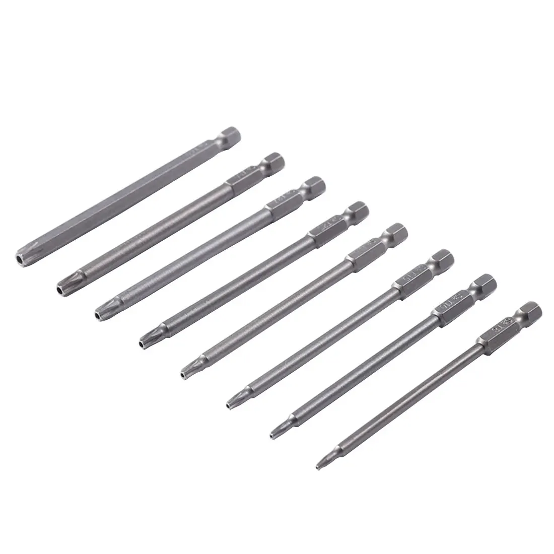 

8Pcs/Set T8-T40 100mm Magnetic Torx Screwdriver Bits 1/4" Hex Shank