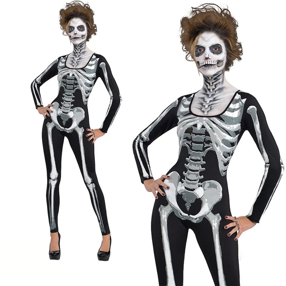 

Adult Halloween Party Cosplay Bodysuits Skeleton Jumpsuit Women Halloween Costume zombie costume