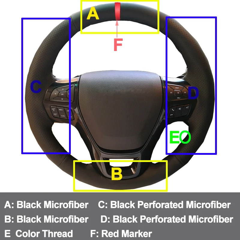HuiER ручной швейный Автомобильный руль крышка дышащий Автомобиль Стайлинг красный маркер для Ford Explorer- Авто протектор