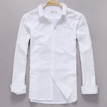 Повседневная Белая Льняная мужская рубашка с длинными рукавами брендовая мужская рубашка Модные осенние льняные рубашки мужские хлопковые льняные рубашки camisa masculina