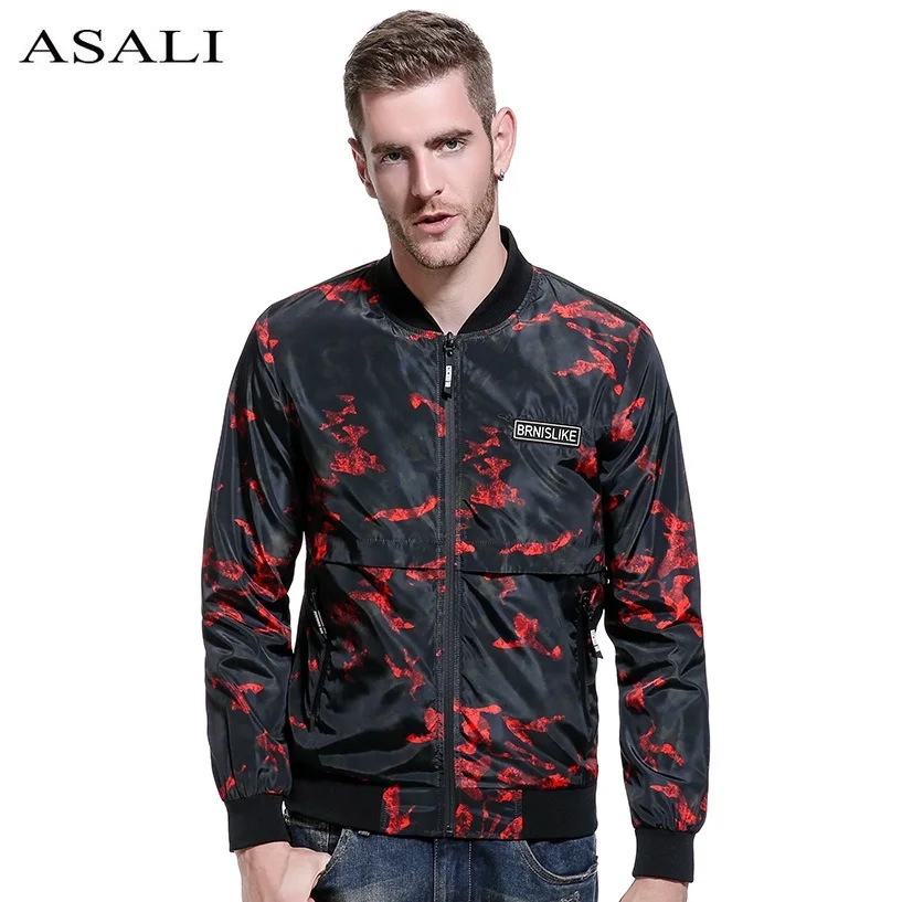 ASALI Bomber Jacket Mens Hip Hop Jacket Male Casual Slim