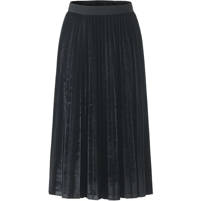 2019 осенне-зимняя новая однотонная объемная плиссированная юбка в европейском и американском стиле с эластичной резинкой на талии