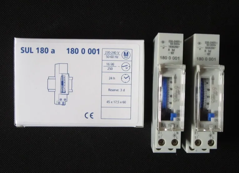 10 шт./лот Din Rail установки 220 V 230 V переменного или постоянного тока, работающего на постоянном токе 12 В в небольшой Ежедневно Программируемый таймер механический переключатель времени SUL180a с батареей