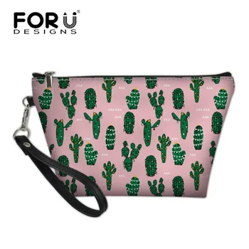 

FORUDESIGNS Travel Cosmetic Bag for Women Toiletries Organizer Christmas Cactus Printing Makeup Bags Female Storage Make Up Case
