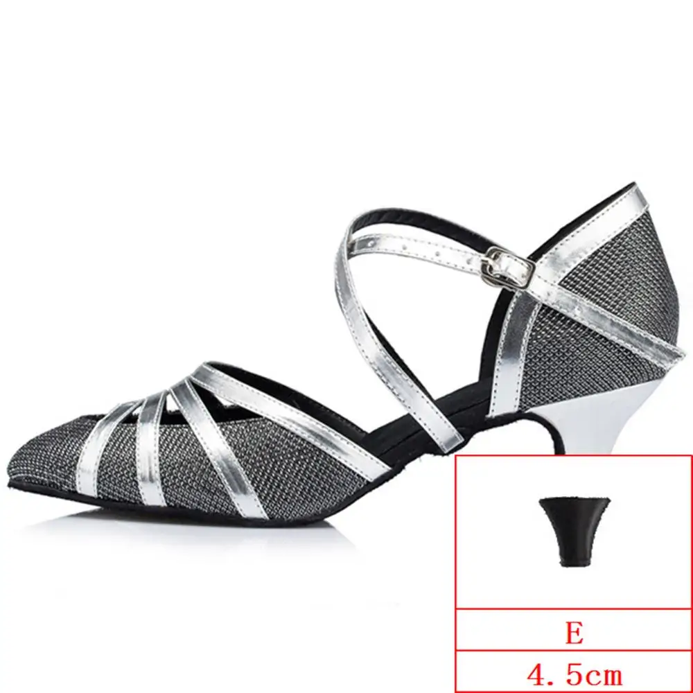 Black-E Обувь для латинских танцев; Цвет Серебристый, шампань, черный; Zapatos de baile; женская обувь для танцев; обувь для сальсы, латинских танцев; атлас; JYG524 - Цвет: Black-E