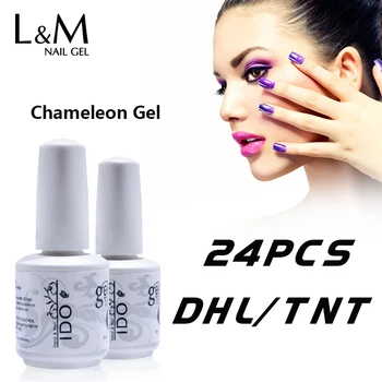 

24 PCS Fast Shipment IDO Colorful Chameleon Gel Nail Polish Long Lasting UV/led lamp Gel Varnishes Pure Primer Black Base Coat