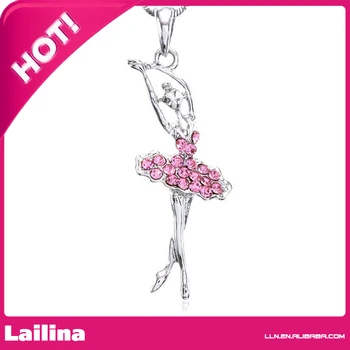 

Light Pink Dancing Ballerina Dancer Ballet Pendant Necklace Charm