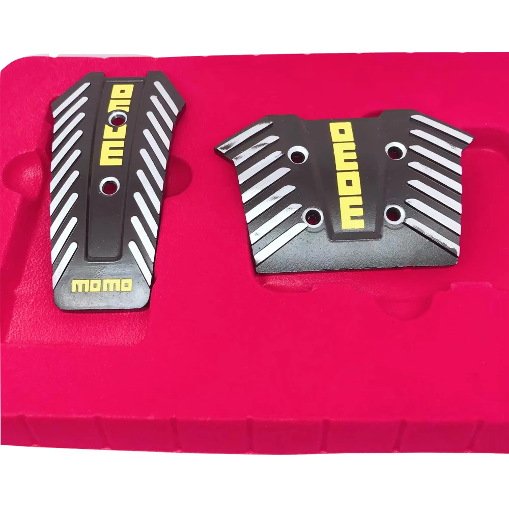 2 PCS 1 Set MOMO Style Aluminium Brake Pedal Foot Pedal Non Slip Black Silver Sport Racing Pedals