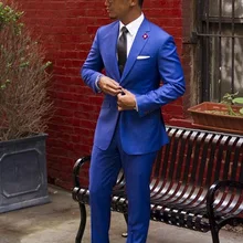 Esmoquin de novio azul real clásico, solapa entallada de corte entallado, traje de hombre para graduación de boda Vintage 2020 (chaqueta + Pantalones + corbata)