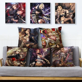 

Japan Game Cute Cartoon Sexy Girl Print Pillow Cover Cushion Cover Linen Throw Pillows Cases Sofa Home Decor Pillowcase 45x45cm