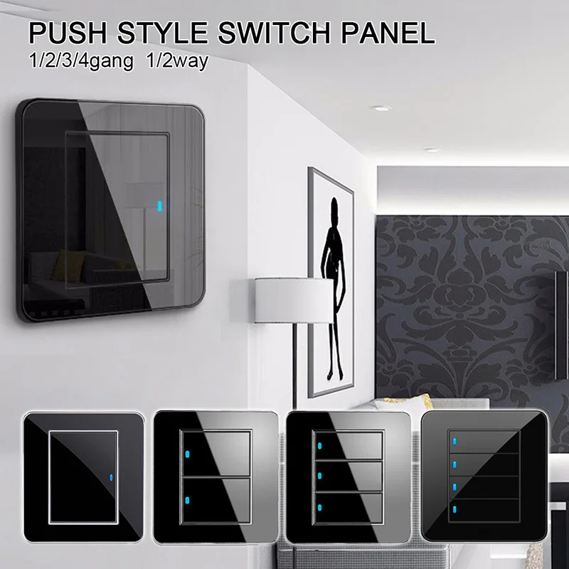 

1/2/3/4 Gang 1/2 Way Smart Wireless Switch EU/UK Standard Light Switch Touch Push Panel With LED Indicator Smart Light Switch