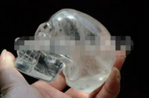 

YM 309 TIBET HIMALAYAN NATURALWATER CLEAR QUARTZ CRYSTAL SKULL CARVING