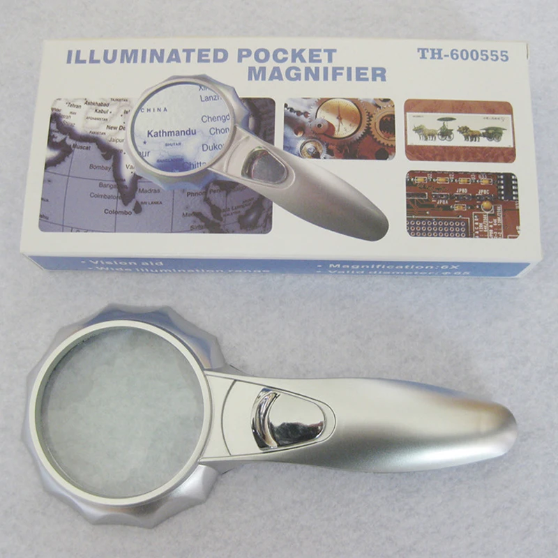6x 65mm Handheld Magnifiers With 6 Led Umbrellatype Jewelry Loupe
