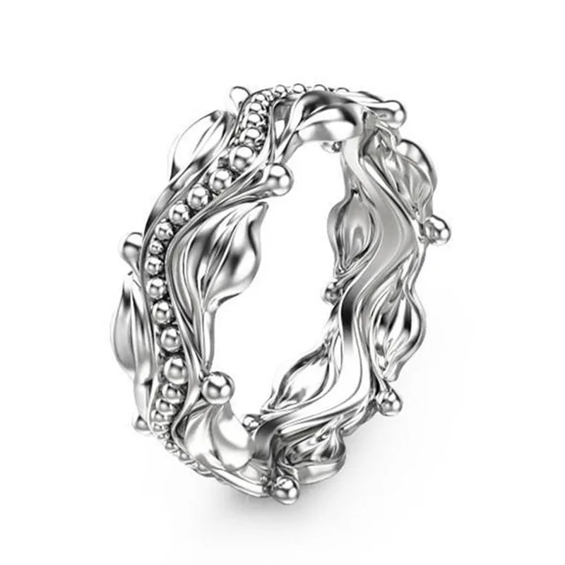 

Classic Leaf Flower Rings for Women White Gold Color Wedding Jewelry Ladies Gifts 2019 New Arrivals Dropshipping