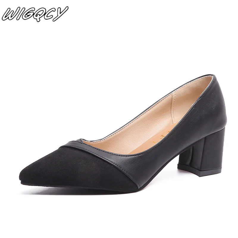 

2019 new shoes woman high heel luxury women designers Set of feet leather Pu sexy prom wedding shoes Square heel