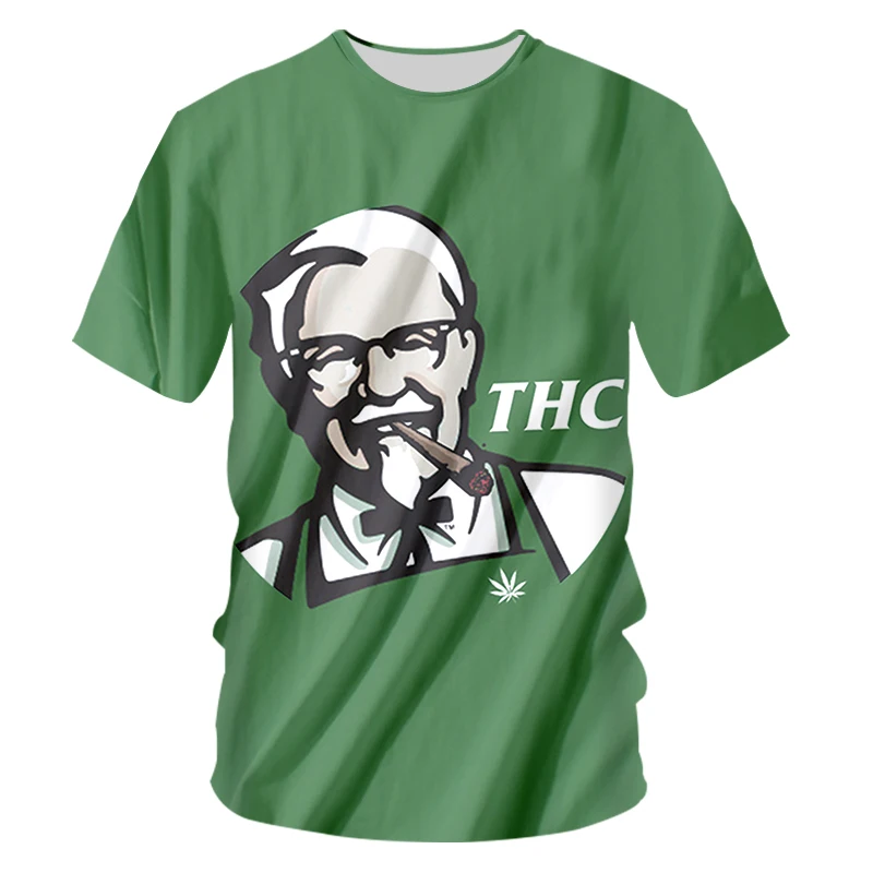 CJLM Зеленая Мужская футболка, Новое поступление, THC 3D KFC X 420, с принтом, футболки в стиле хип-хоп, с круглым вырезом, в стиле хип-хоп, уличная одежда, футболки, S-7XL