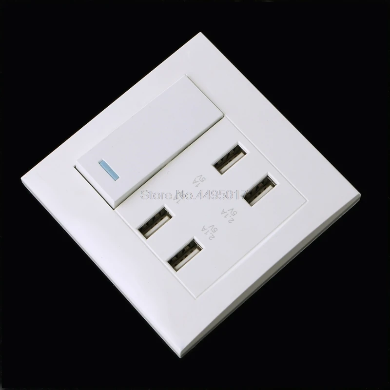 

220V 10A Wall Switch Socket 4 Port USB Charger Power Outlet Adapter Panel Su Aug12