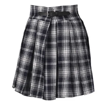 

Women Lolita Skirts 2019 Summer Retro Gothic Rock Punk High Waist Pleated Ball Gown Bottom Saias Vintage Print Plaid Skirt