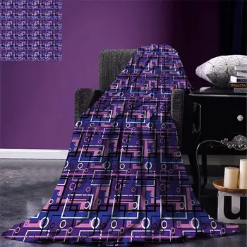 

Geometric Throw Tangled Overlapping Different Shapes Circles Abstract Vibrant Colored Labyrinth Warm Microfiber Blanket