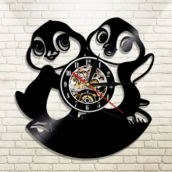 

1Piece Penguin Wall Art Vinyl Record Wall Clock Penguin Gifts Animails Lover Penguin Baby Friends Wall Decor Nursery Art