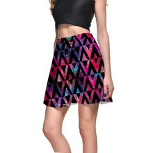 Летние модные миди юбки красочные треугольные печатные плиссированные Женская юбка плюс размер