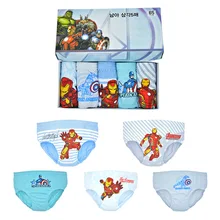 Нижнее белье для мальчиков с героями мультфильмов, 5 шт./Партия Детские трусы-боксеры, Человек-паук Железный человек, Капитан Америка, детские трусы, высококачественные трусы в коробке