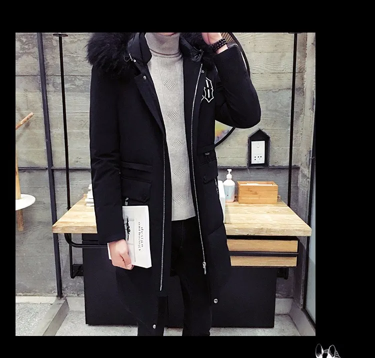 2016 Winter Hooded Thickened Fur Collar Man Warm Down Jacket,Korean Fashion Style Outwear Casual White Duck Down Coat,Hot Sale