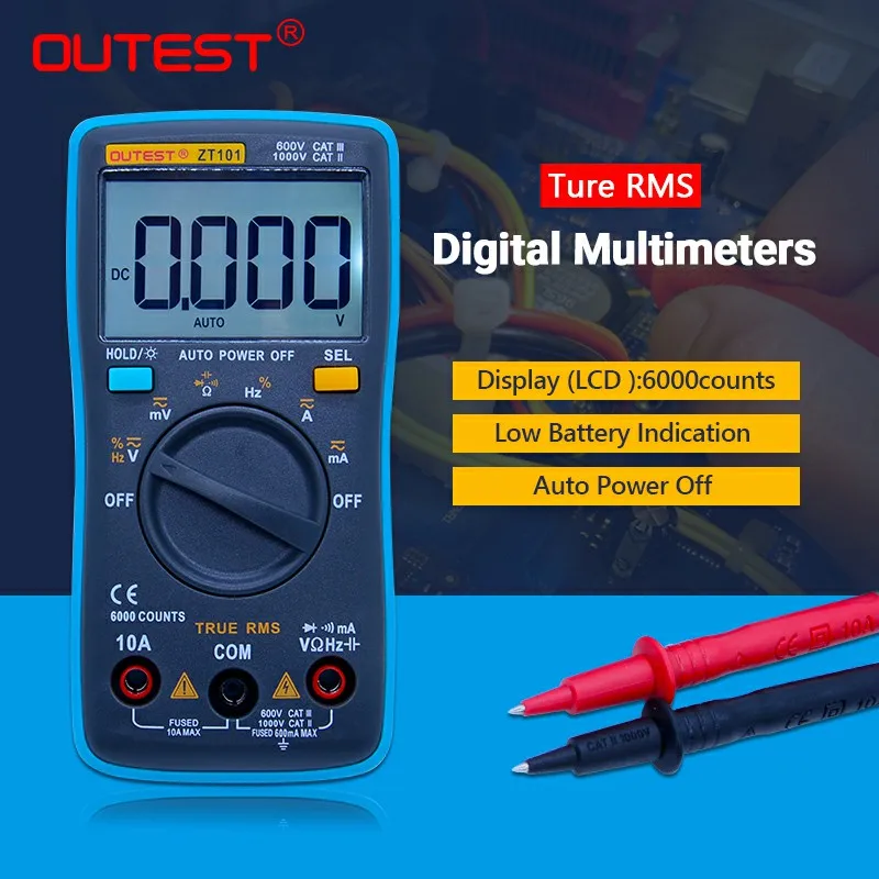 

ZT101 Digital Multimeter 6000 Counts Professional AC/DC Ammeter Voltmeter Resistance Current Ohm Portable Meter WithBacklight