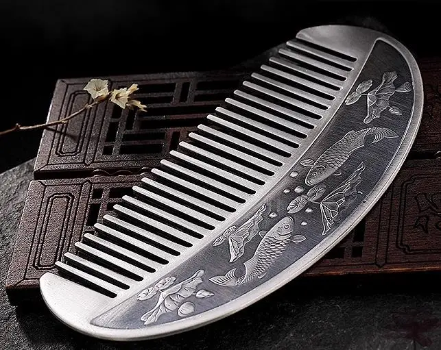 

JOOCHEER Sterling S999 999 silver carp hair comb haircomb 52*110MM