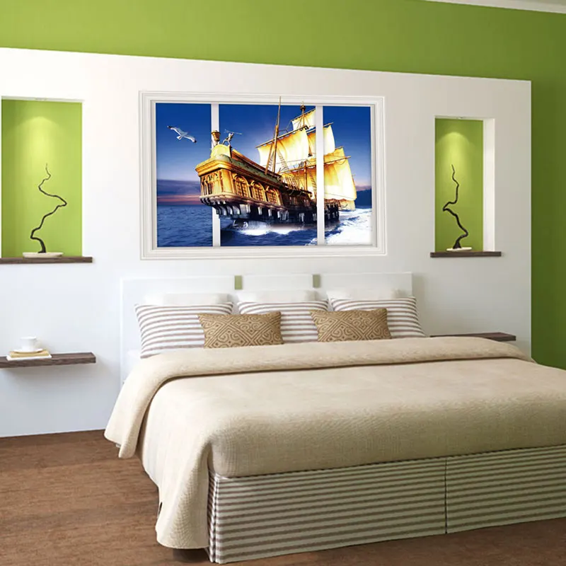 sailing the sea 3d wall stickers living room decoration creative