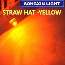 100 шт., 5 мм(4,8 мм), светодиодный желтый светильник в виде соломенной шляпы, цветной светодиодный Диод/5 мм, желтый светодиодный Диод