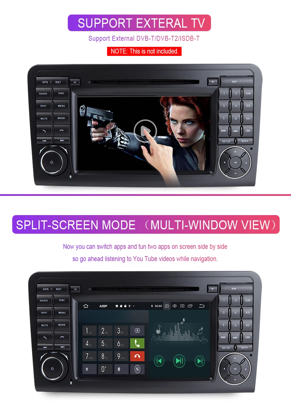 Cheap Xonrich AutoRadio 2 din Android 9.0 Car DVD Player for Mercedes Benz ML W164 ML300 GL X164 GL320 350 420 450 500 Audio Stereo 4G 16