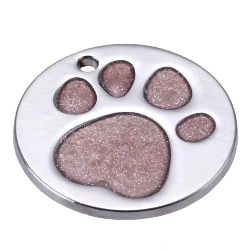 Dog Cat Tags Engraved Cat Dog Puppy Pet ID Name Collar Tag Pendant Pet Accessories Paw Glitter Pendant